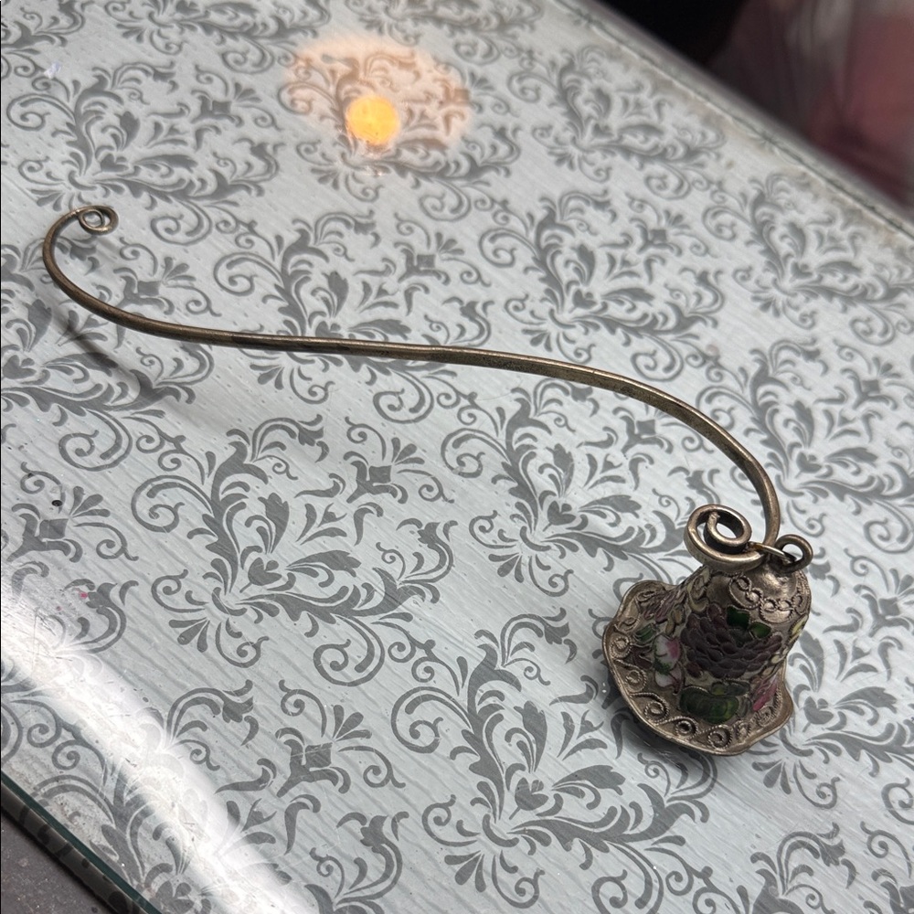 Ornate Vintage Cloisonné  Metal Candle Snuffer